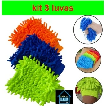 3 x Microfiber Car Wash Glove and Brush for Household Cleaning Automotive Gloves Accessories