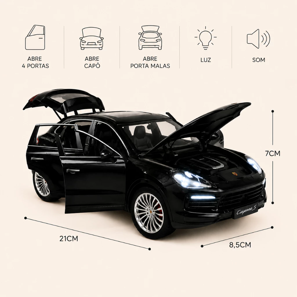 Porsche Cayenne 1:24 Metal Miniature with Light and Sound Doors and Trunk Open image 4