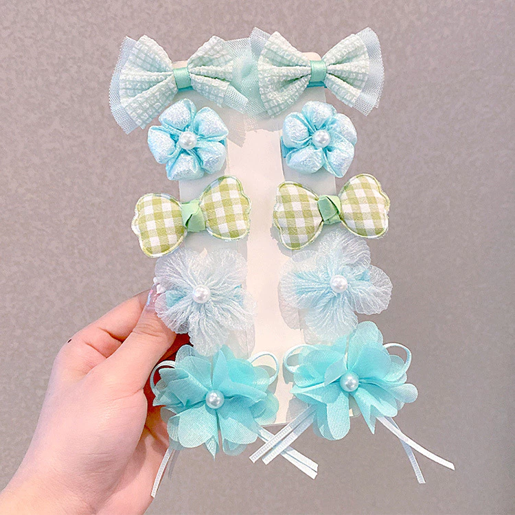 Girls Bow Hair Clips Accessories Kids Gift Set Princess Fabric Flowers