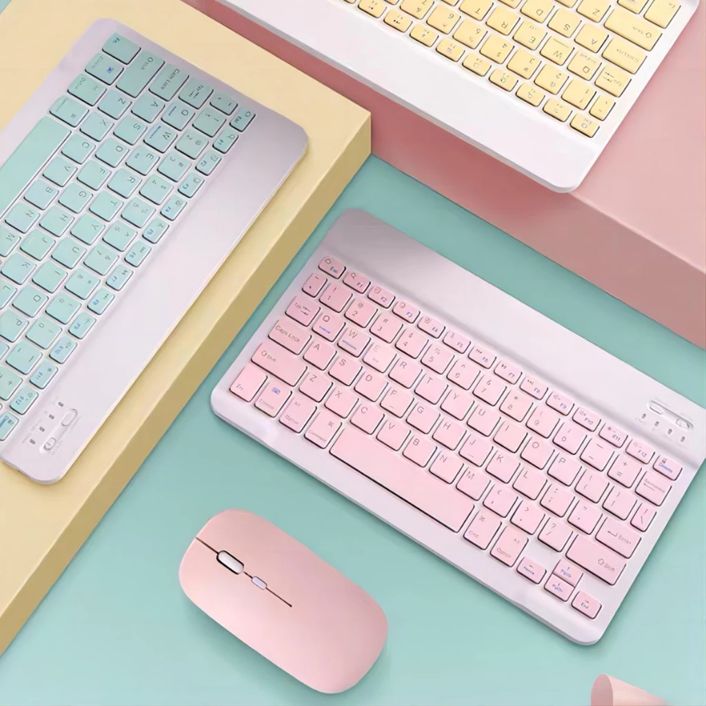 Macaron Colorful Wireless Bluetooth Keyboard and Mouse Kit for PC iPad Tablet Notebook