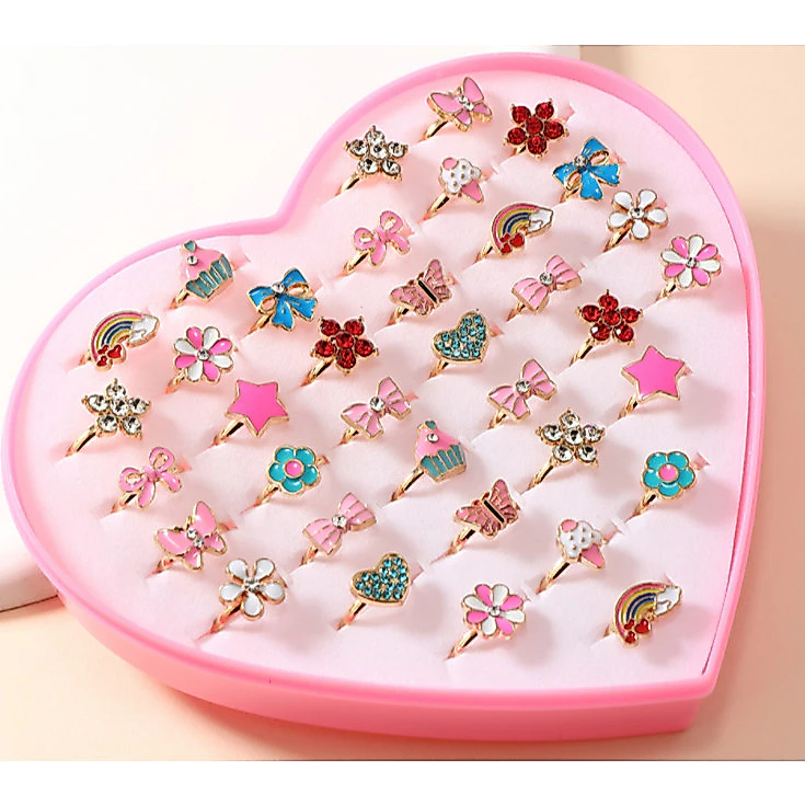 Kit 6-36 Units Assorted Adjustable Rings for Girls
