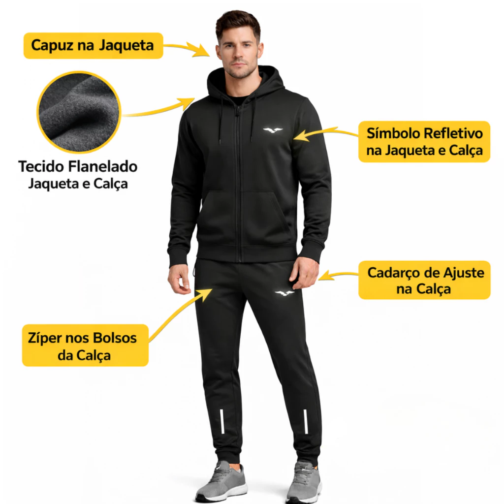 Men's Jacket and Jogger Pants Set Winter Cold Gym Workout Fitness Casual Sports Comfortable image 3