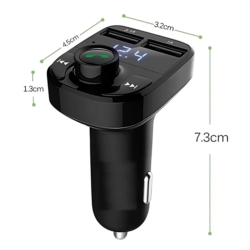 Bluetooth Car Adapter FM Transmitter Car Charger With Pen Drive Input Compatible with Android and IOS x8